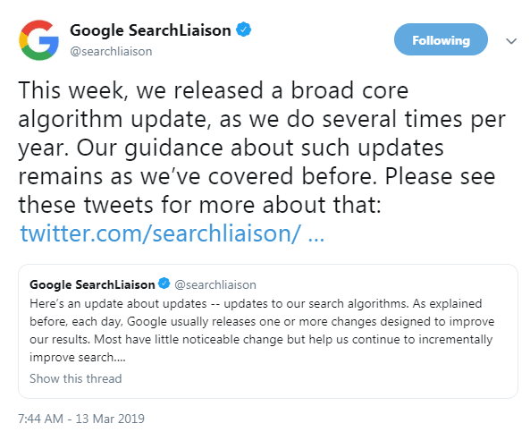 florida update a Broad Core Algorithm Update